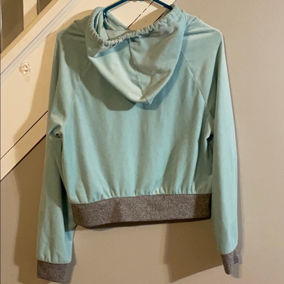 Teal Cozy Cropped Hooded Sweatshirt - Picture 3 of 4